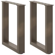 Крака за масичка за кафе, U-образни, 2 бр., естествена стомана, 28 x (42-43) см, стомана