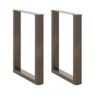 Крака за трапезна маса, U-образни, 2 бр., естествена стомана, 70 x (72-73) см, стомана
