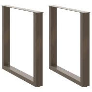 Крака за трапезна маса, U-образни, 2 бр., естествена стомана, 80 x (72-73) см, стомана