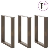 Крака за трапезна маса, U-образни, 3 бр., естествена стомана, 70 x (72-73) см, стомана