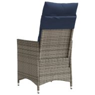 Градински стол с възглавници, сив, полиратан