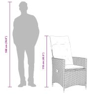 Градински стол с възглавници, сив, полиратан