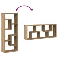 Стенен рафт, дъбов, 36x16x90 см, инженерно дърво