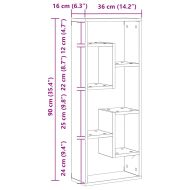 Стенен рафт, дъбов, 36x16x90 см, инженерно дърво