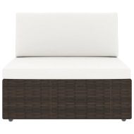 Градински комплект с възглавници, 6 части, кафяв полиратан