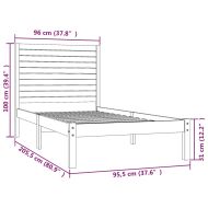 Рамка за легло, бяла, дърво масив, 90х200 см