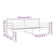 Дневно легло без матрак, 90x190 см, борово дърво масив