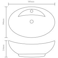 Мивка с преливник, 58,5x39x21 см, керамична, сребриста