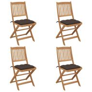 Сгъваеми градински столове, 4 бр, с възглавници, акация масив