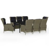 Градински трапезен комплект, 9 части, кафяв