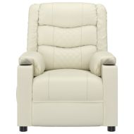 Електрически масажен стол, кремав, изкуствена кожа