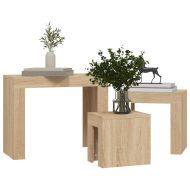 Стифиращи кафе маси, 3 бр, сонома дъб, инженерно дърво