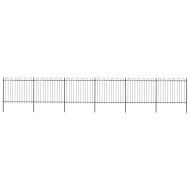 Градинска ограда с обръч връх, стомана, 1070x150 см, черна