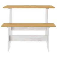 Трапезен комплект от 3части REINE меденокафяво и бяло бор масив