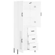 Висок шкаф, бял, 69,5x34x180 см, инженерно дърво