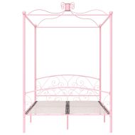 Рамка за легло с балдахин, розова, метал, 120x200 cм