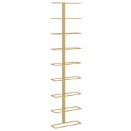 Стойка за вино за 9 бутилки, стенен монтаж, златиста, желязо