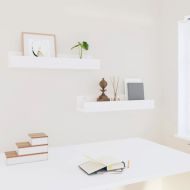 Стенни рафтове 2 бр бели 50x12x9 см масивно борово дърво