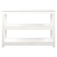 Конзолна маса бяла 110x40x74 см борово дърво масив