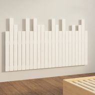 Стенна табла за спалня, бяла, 146,5x3x80 см, борово дърво масив