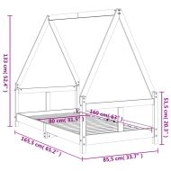 Рамка за детско легло 80x160 см масивна борова дървесина