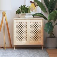 Врати за шкафове с решетен дизайн 2 бр 39,5x69 см бор масив