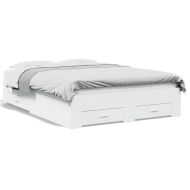 Рамка за легло, с чекмеджета, без матрак, бяла, 135x190 см