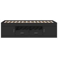 Дневно легло с чекмеджета, без матрак, черно, 75x190 см