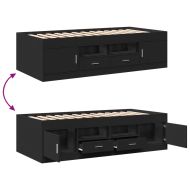 Дневно легло с чекмеджета, без матрак, черно, 75x190 см