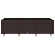 Градинска кашпа с колелца, кафява, 150x80x54 см, PP