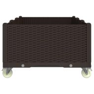 Градинска кашпа с колелца, кафява, 150x80x54 см, PP