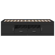 Дневно легло с чекмеджета, без матрак, черно, 90x190 см