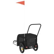 Ремарке за колело за любимци черно Оксфорд плат и желязо