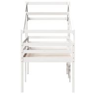 Високо легло с покрив, бяло, 75x190 см, борово дърво масив