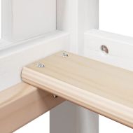 Високо легло с покрив, бяло, 75x190 см, борово дърво масив