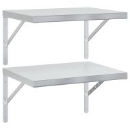 Стенни рафтове 2 бр 50x40 см сребристи неръждаема стомана