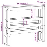 Горна табла с рафтове, бяла, 90 см, масивно дърво бор