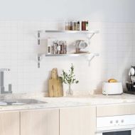 Стенни рафтове 2 бр 75x23,5x3 см сребристи неръждаема стомана