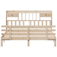 Легло с етажерка за книги, без матрак, 180x200 см, бор масив