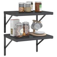 Стенни рафтове 2 бр 50x40 см черни неръждаема стомана