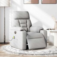 Електрически масажен реклайнер стол, облачно сив, текстил