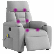 Електрически масажен реклайнер стол, облачно сив, текстил