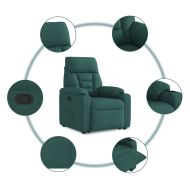 Изправящ реклайнер стол, тъмнозелен, текстил