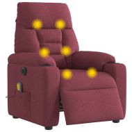 Електрически масажен наклоняем стол, виненочервен, текстил