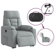 Електрически изправящ реклайнер стол, светлосив, текстил