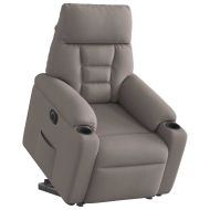 Електрически изправящ реклайнер стол, таупе, текстил