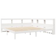 Легло с етажерка за книги, без матрак, 200x200 см, бор масив