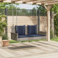 Люлка с възглавници, сива, 119x56x48 см, полиратан