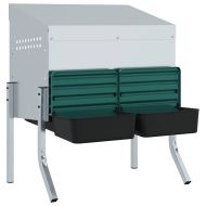 Кутия за гнездене за пилета с 2 отделения и крака, поцинкована стомана