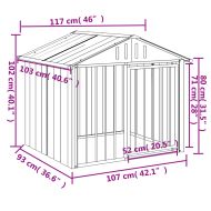 Къща за куче с покрив черна 117x103x102 см поцинкована стомана